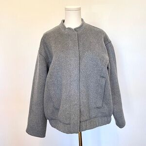 Abercrombie Fitch Gray Wool Blend Bomber Jacket Womens M Minimalist Streetwear